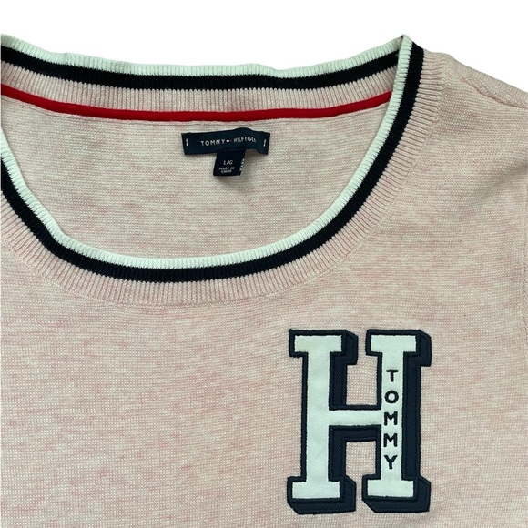 NWOT Tommy Hilfiger Oversized Bell Sleeve Letter Valentines Day Sweater (size L) - Picture 2 of 8